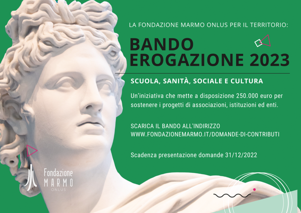 Carrara, pubblicato il Bando Erogazioni 2023 della Fondazione Marmo: finanziamenti per 250mila euro